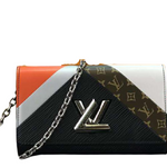 LOUIS VUITTON EPI LEATHER TWIST CHAIN WALLET BLACK TAN M60998