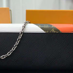 LOUIS VUITTON EPI LEATHER TWIST CHAIN WALLET BLACK TAN M60998