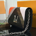 LOUIS VUITTON EPI LEATHER TWIST CHAIN WALLET BLACK TAN M60998