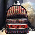 DIOR OBLIQUE WITH CHRISTIAN LOGO BACKPACK AZTEC PATTERN ORANGE