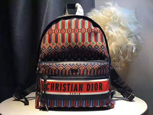 DIOR OBLIQUE WITH CHRISTIAN LOGO BACKPACK AZTEC PATTERN ORANGE