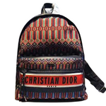 DIOR OBLIQUE WITH CHRISTIAN LOGO BACKPACK AZTEC PATTERN ORANGE