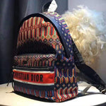 DIOR OBLIQUE WITH CHRISTIAN LOGO BACKPACK AZTEC PATTERN ORANGE