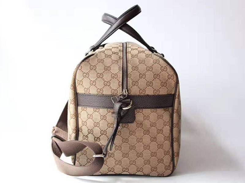 GUCCI GG SUPREME BOSTON DUFFLE BAG DARK BROWN