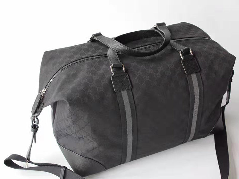 GUCCI GG NYLON GUCCISSIMA XL TRAVEL DUFFLE LUGGAGE BAG BLACK 449180