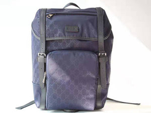 GUCCI GG GUCCISSIMA LARGE NYLON BACKPACK RUCKSACK TRAVEL BAG BLUE