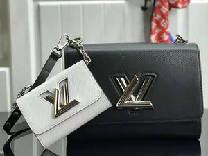 LOUIS VUITTON EPI LEATHER TWIST MM BLACK AND TWIST BB WHITE