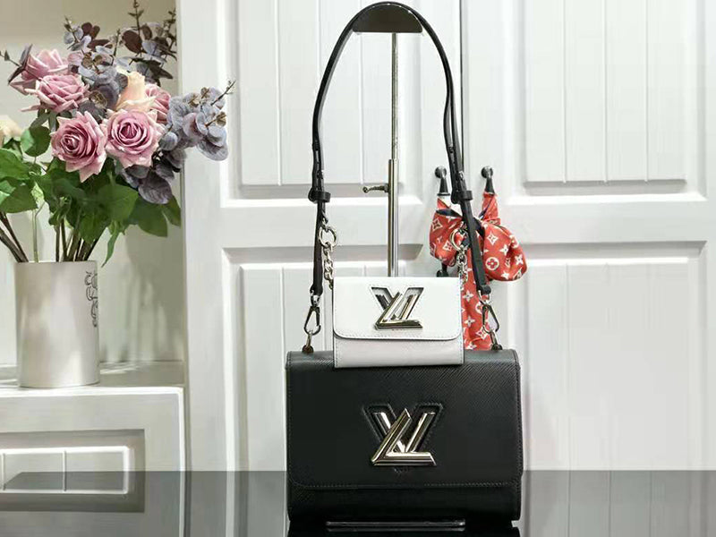 LOUIS VUITTON EPI LEATHER TWIST MM BLACK AND TWIST BB WHITE