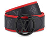 LOUIS VUITTON MONOGRAM ECLIPSE CANVAS LV CIRCLE 40MM BELT RED