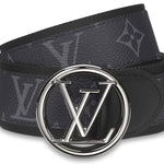 LOUIS VUITTON MONOGRAM ECLIPSE LV CIRCLE 40MM BELT BLACK