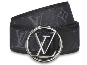 LOUIS VUITTON MONOGRAM ECLIPSE LV CIRCLE 40MM BELT BLACK