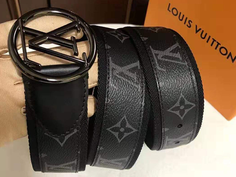 LOUIS VUITTON MONOGRAM ECLIPSE LV CIRCLE 40MM BELT BLACK