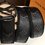 LOUIS VUITTON MONOGRAM ECLIPSE LV CIRCLE 40MM BELT BLACK