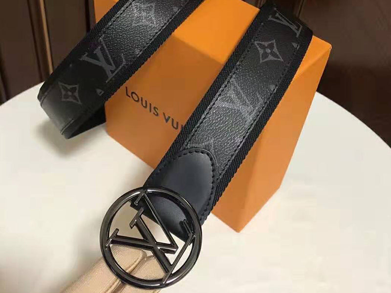 LOUIS VUITTON MONOGRAM ECLIPSE LV CIRCLE 40MM BELT BLACK