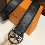 LOUIS VUITTON MONOGRAM ECLIPSE LV CIRCLE 40MM BELT BLACK