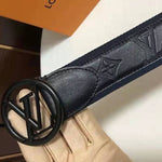 LOUIS VUITTON MONOGRAM ECLIPSE LV CIRCLE 40MM BELT BLACK