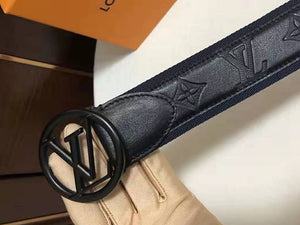 LOUIS VUITTON MONOGRAM ECLIPSE LV CIRCLE 40MM BELT BLACK