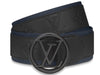 LOUIS VUITTON MONOGRAM SHADOW LV CIRCLE 40MM BELT BLACK AND NAVY BLUE