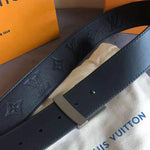 LOUIS VUITTON MONOGRAM SHADOW LV SHAPE MATE SILVER 40MM BELT BLACK