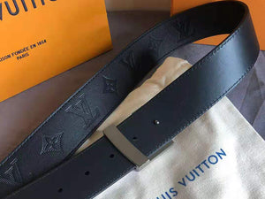 LOUIS VUITTON MONOGRAM SHADOW LV SHAPE MATE SILVER 40MM BELT BLACK