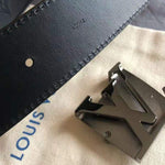 LOUIS VUITTON MONOGRAM SHADOW LV SHAPE MATE SILVER 40MM BELT BLACK