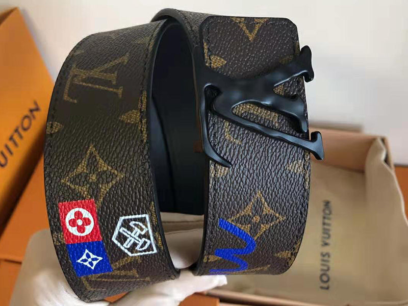 LOUIS VUITTON MONOGRAM CANVAS LV INITIALES 40MM BELT BLACK