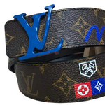 LOUIS VUITTON MONOGRAM CANVAS LV INITIALES 40MM BELT BLUE