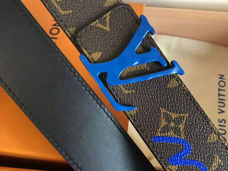 LOUIS VUITTON MONOGRAM CANVAS LV INITIALES 40MM BELT BLUE