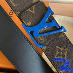 LOUIS VUITTON MONOGRAM CANVAS LV INITIALES 40MM BELT BLUE