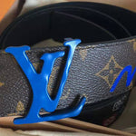 LOUIS VUITTON MONOGRAM CANVAS LV INITIALES 40MM BELT BLUE