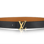 LOUIS VUITTON TAURILLON LEATHER LV INITIALES 40MM REVERSIBLE BELT BLACK AND GOLD