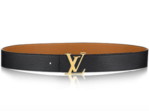 LOUIS VUITTON TAURILLON LEATHER LV INITIALES 40MM REVERSIBLE BELT BLACK AND GOLD