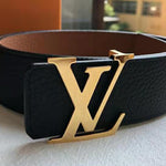 LOUIS VUITTON TAURILLON LEATHER LV INITIALES 40MM REVERSIBLE BELT BLACK AND GOLD