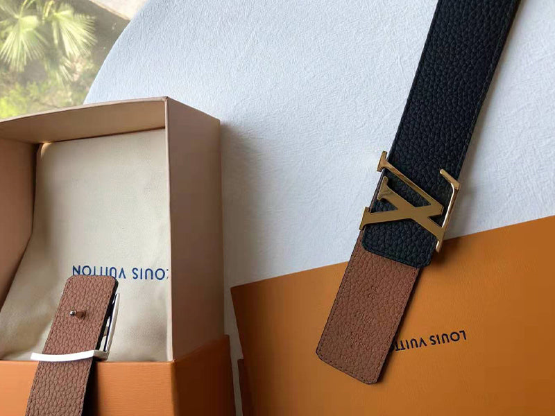 LOUIS VUITTON TAURILLON LEATHER LV INITIALES 40MM REVERSIBLE BELT BLACK AND GOLD