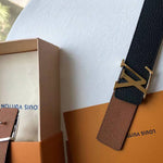 LOUIS VUITTON TAURILLON LEATHER LV INITIALES 40MM REVERSIBLE BELT BLACK AND GOLD