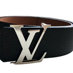 LOUIS VUITTON TAURILLON LEATHER LV INITIALES 40MM REVERSIBLE BELT BLACK AND SILVER