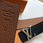 LOUIS VUITTON TAURILLON LEATHER LV INITIALES 40MM REVERSIBLE BELT BLACK AND SILVER