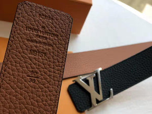 LOUIS VUITTON TAURILLON LEATHER LV INITIALES 40MM REVERSIBLE BELT BLACK AND SILVER