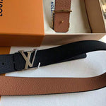 LOUIS VUITTON TAURILLON LEATHER LV INITIALES 40MM REVERSIBLE BELT BLACK AND SILVER