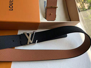 LOUIS VUITTON TAURILLON LEATHER LV INITIALES 40MM REVERSIBLE BELT BLACK AND SILVER