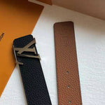 LOUIS VUITTON TAURILLON LEATHER LV INITIALES 40MM REVERSIBLE BELT BLACK AND SILVER