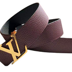 LOUIS VUITTON TAURILLON LEATHER LV INITIALES 40MM REVERSIBLE BELT BURGUNDY AND GOLD