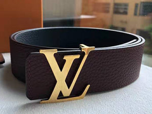 LOUIS VUITTON TAURILLON LEATHER LV INITIALES 40MM REVERSIBLE BELT BURGUNDY AND GOLD