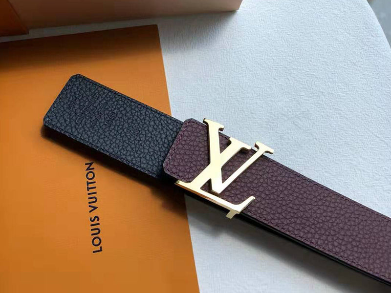 LOUIS VUITTON TAURILLON LEATHER LV INITIALES 40MM REVERSIBLE BELT BURGUNDY AND GOLD