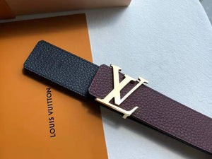 LOUIS VUITTON TAURILLON LEATHER LV INITIALES 40MM REVERSIBLE BELT BURGUNDY AND GOLD