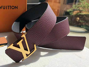 LOUIS VUITTON TAURILLON LEATHER LV INITIALES 40MM REVERSIBLE BELT BURGUNDY AND GOLD