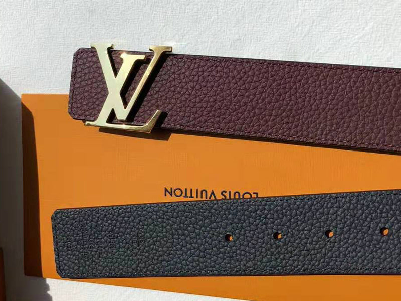 LOUIS VUITTON TAURILLON LEATHER LV INITIALES 40MM REVERSIBLE BELT BURGUNDY AND GOLD