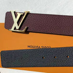 LOUIS VUITTON TAURILLON LEATHER LV INITIALES 40MM REVERSIBLE BELT BURGUNDY AND GOLD