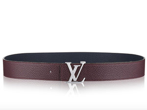 LOUIS VUITTON TAURILLON LEATHER LV INITIALES SILVER 40MM REVERSIBLE BURGUNDY M9152Q