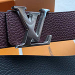 LOUIS VUITTON TAURILLON LEATHER LV INITIALES SILVER 40MM REVERSIBLE BURGUNDY M9152Q